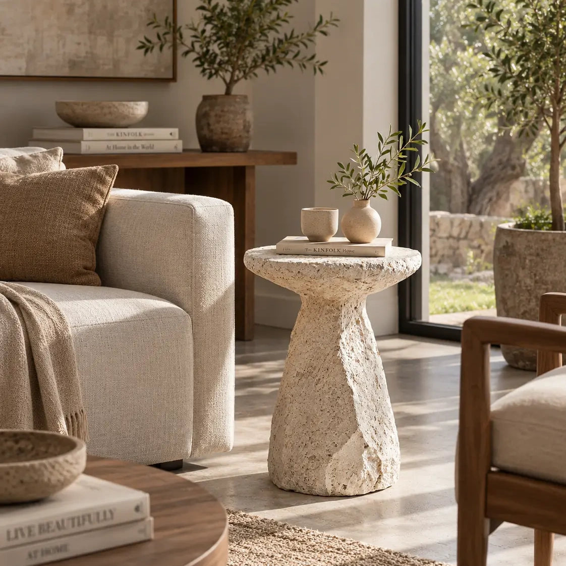 Erosion Bloom Sculptural Side Table & Art Pedestal