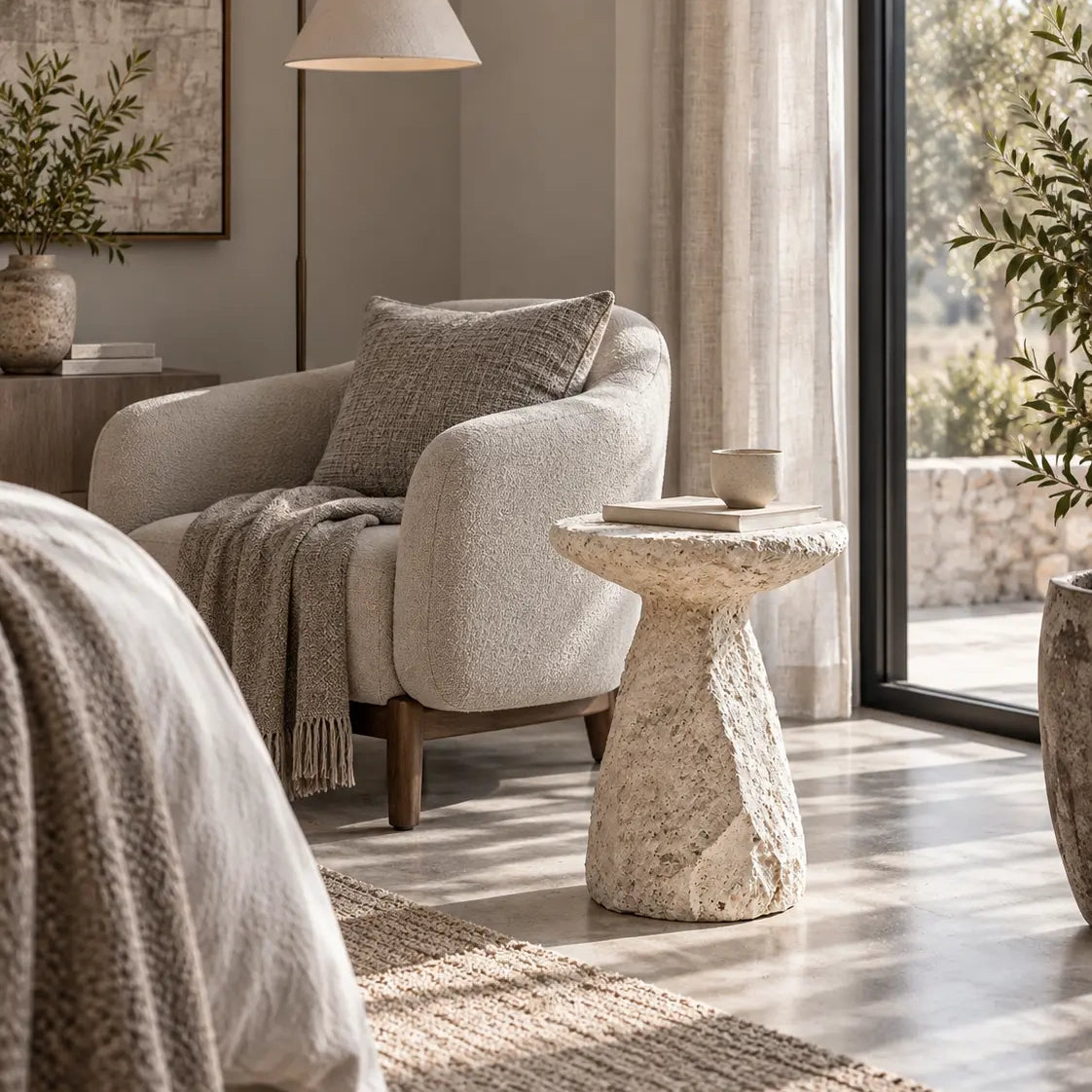 Erosion Bloom Sculptural Side Table & Art Pedestal