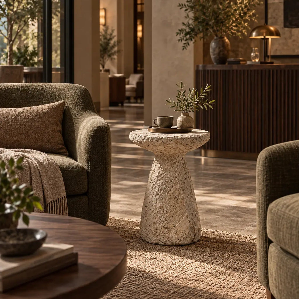 Erosion Bloom Sculptural Side Table & Art Pedestal