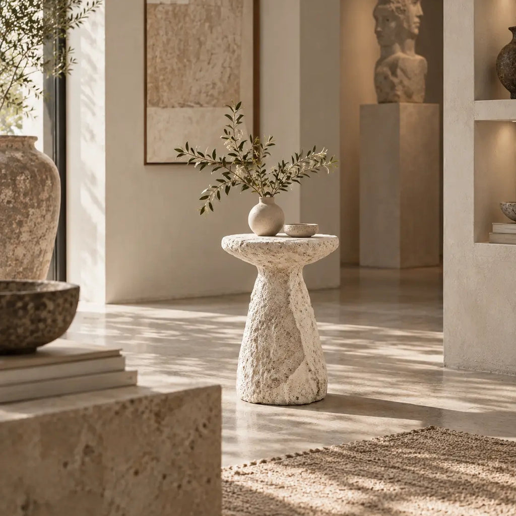 Erosion Bloom Sculptural Side Table & Art Pedestal