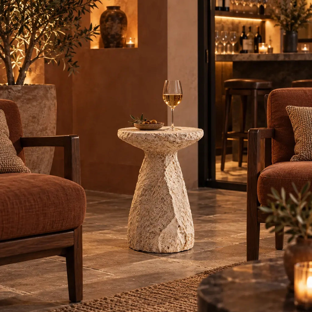 Erosion Bloom Sculptural Side Table & Art Pedestal
