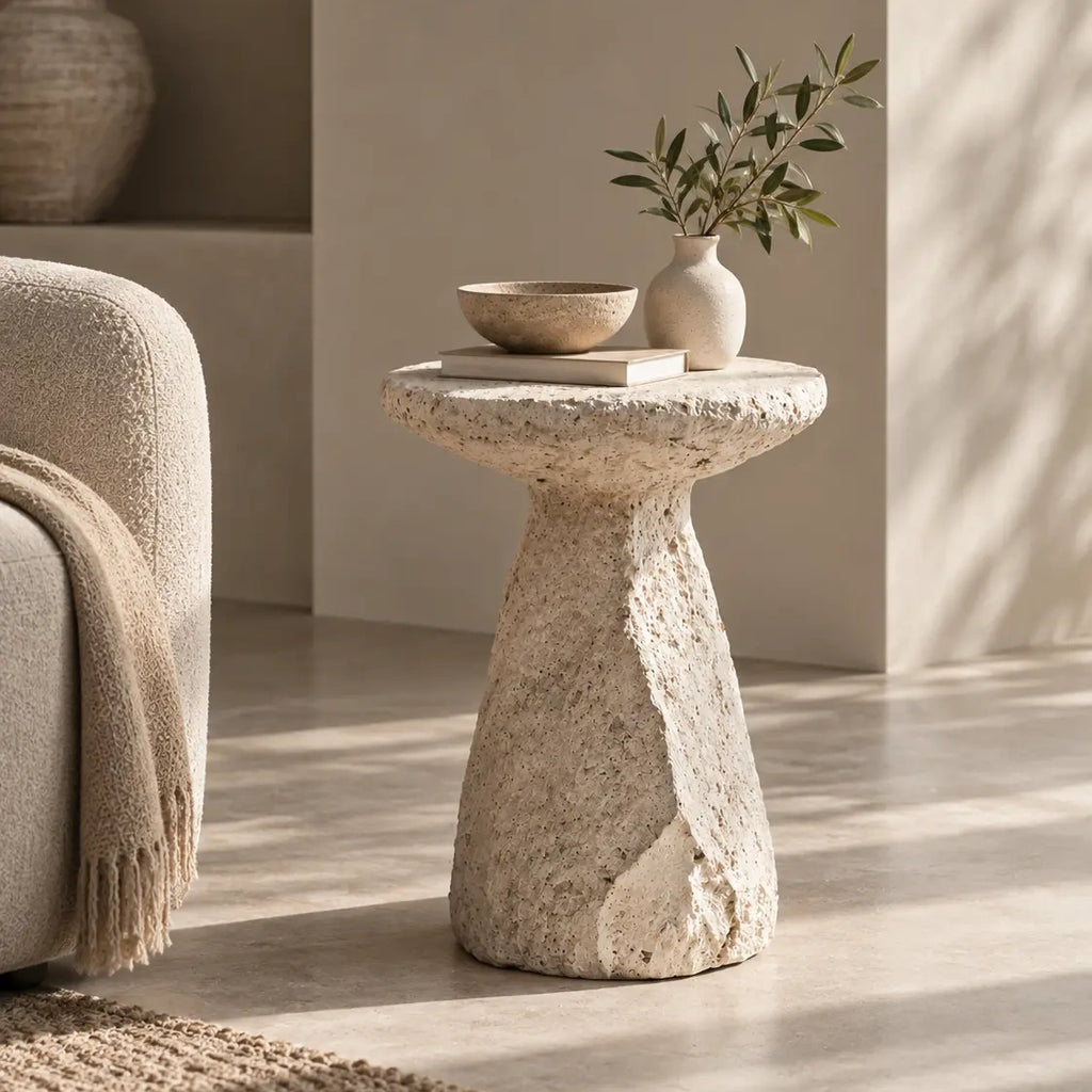 Erosion Bloom Sculptural Side Table & Art Pedestal