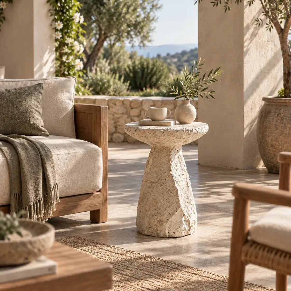 Erosion Bloom Sculptural Side Table & Art Pedestal