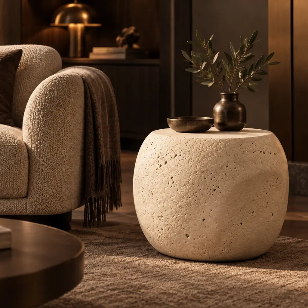 Stillwater Form Sculptural Stone-Look Side Table