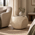 Stillwater Form Sculptural Stone-Look Side Table