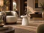 Stone Halo Sculptural Side Table | Handcrafted Stone-Look Accent Table
