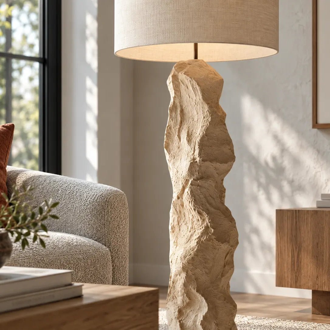 Aeolian Pillar Stone-Look Sculptural Floor Lamp - JART TEAM