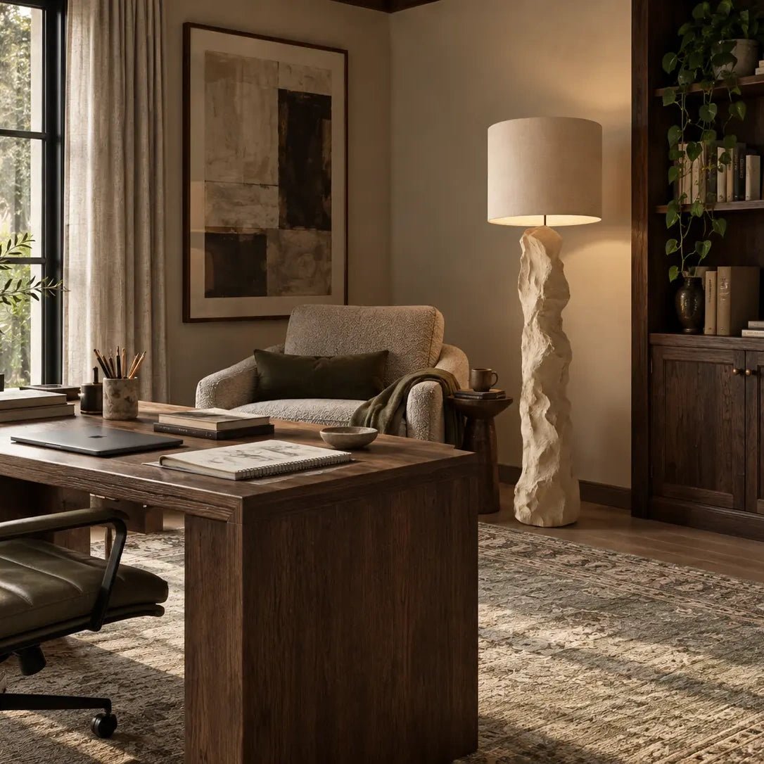 Aeolian Pillar Stone-Look Sculptural Floor Lamp - JART TEAM