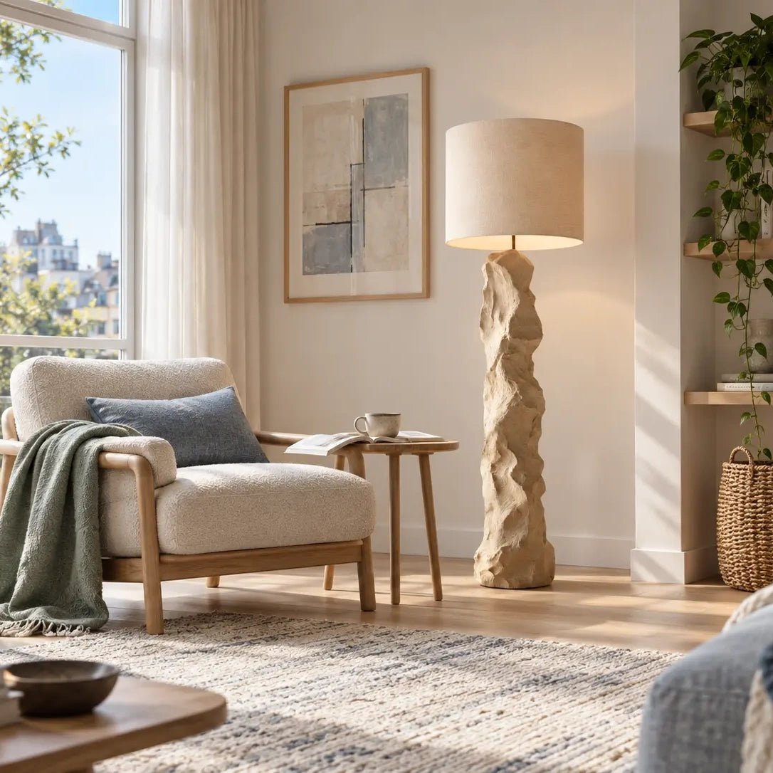 Aeolian Pillar Stone-Look Sculptural Floor Lamp - JART TEAM