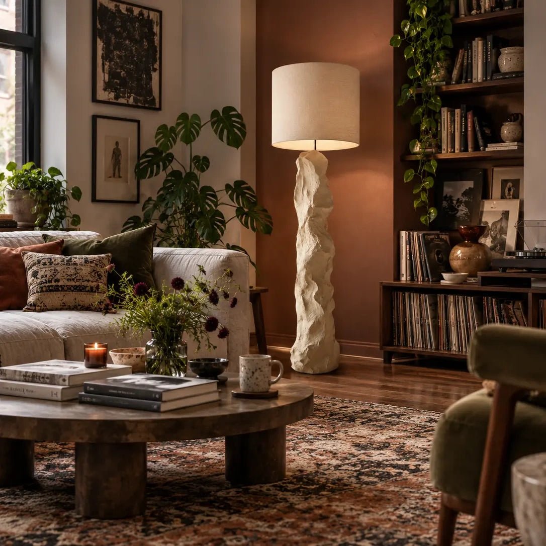 Aeolian Pillar Stone-Look Sculptural Floor Lamp - JART TEAM