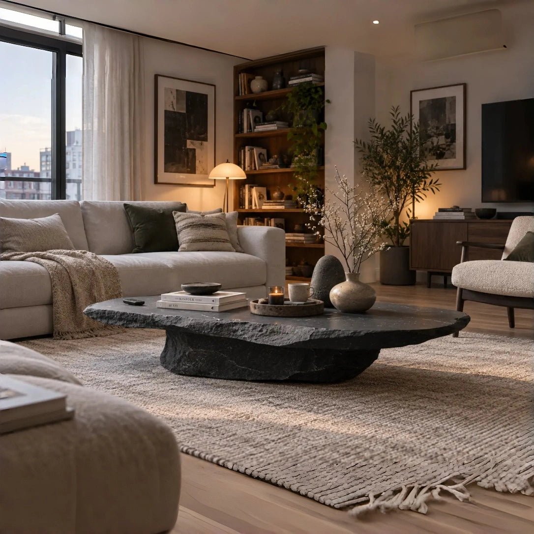 Lithic Expanse – Sculptural Faux-Stone Table & Artistic Display - JART TEAM