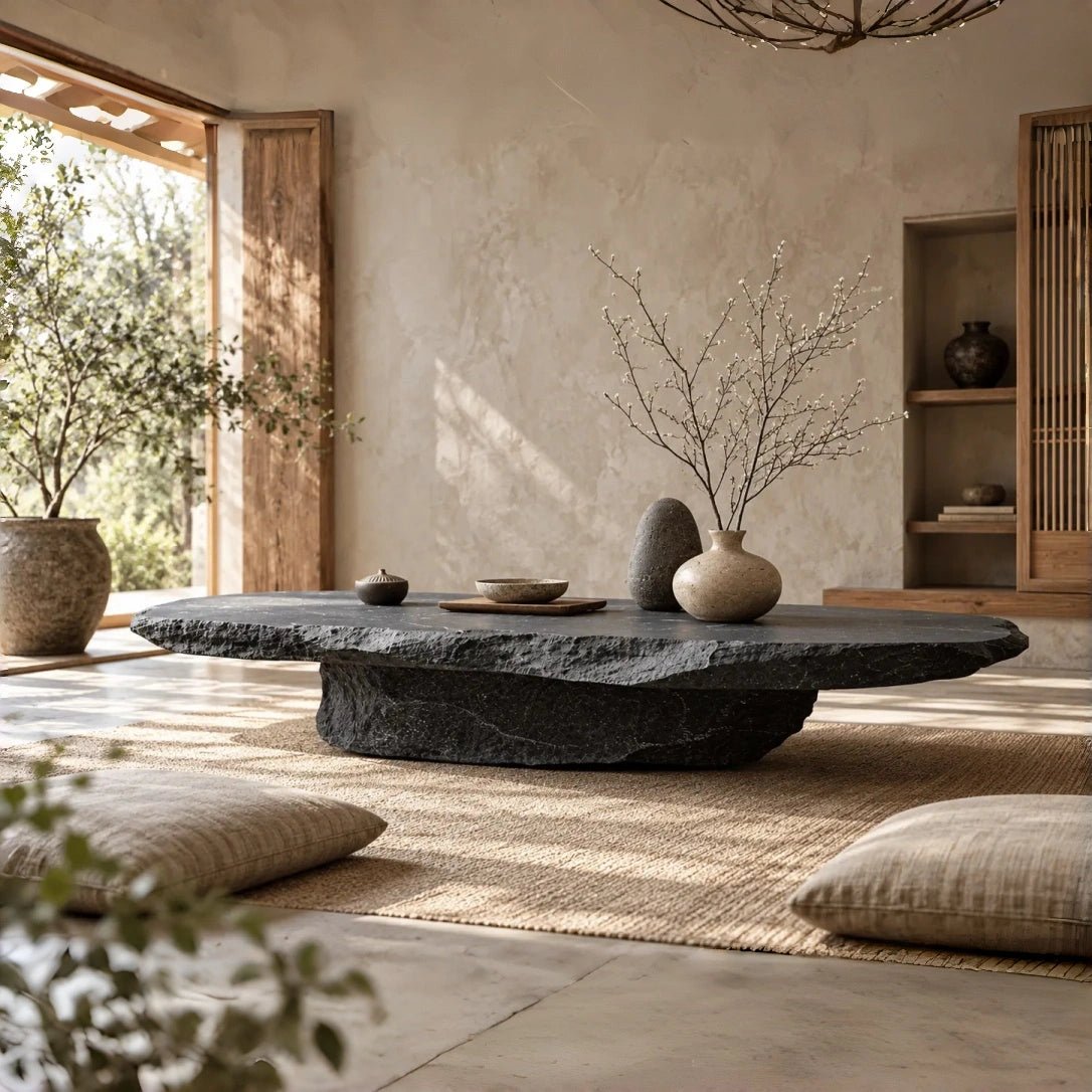 Lithic Expanse – Sculptural Faux-Stone Table & Artistic Display - JART TEAM