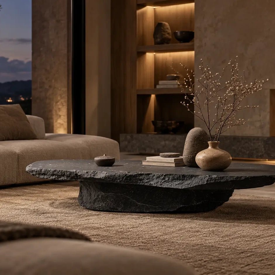 Lithic Expanse – Sculptural Faux-Stone Table & Artistic Display - JART TEAM