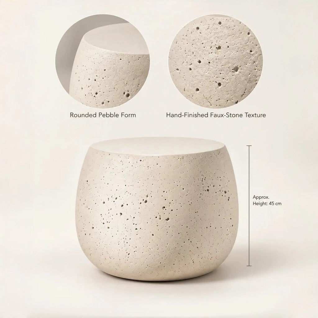 Pebble Echo – Sculptural Stone-Look Side Table - JART TEAM