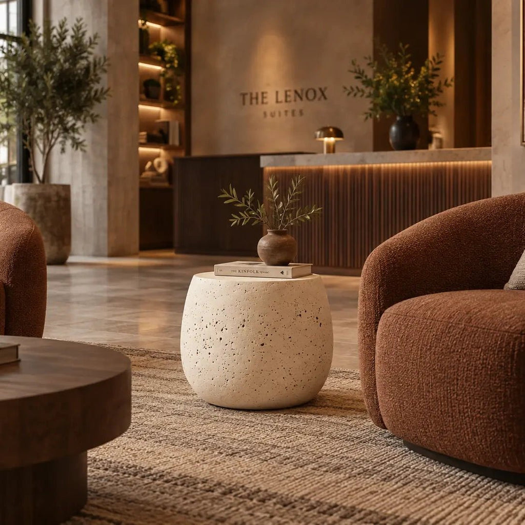 Pebble Echo – Sculptural Stone-Look Side Table - JART TEAM