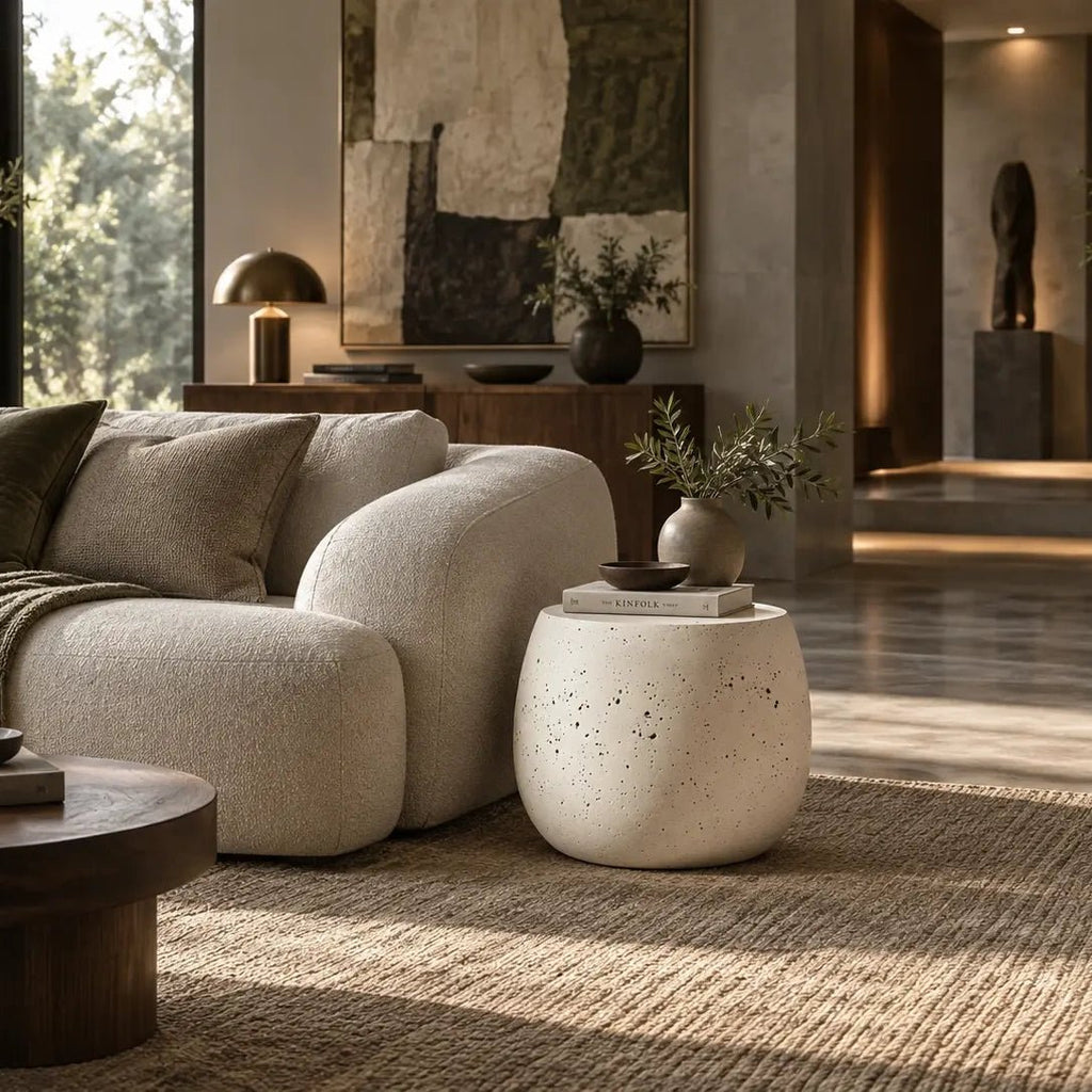 Pebble Echo – Sculptural Stone-Look Side Table - JART TEAM