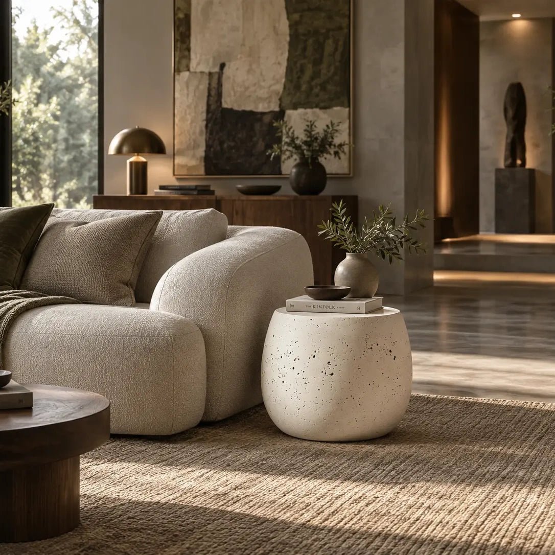 Pebble Echo – Sculptural Stone-Look Side Table - JART TEAM