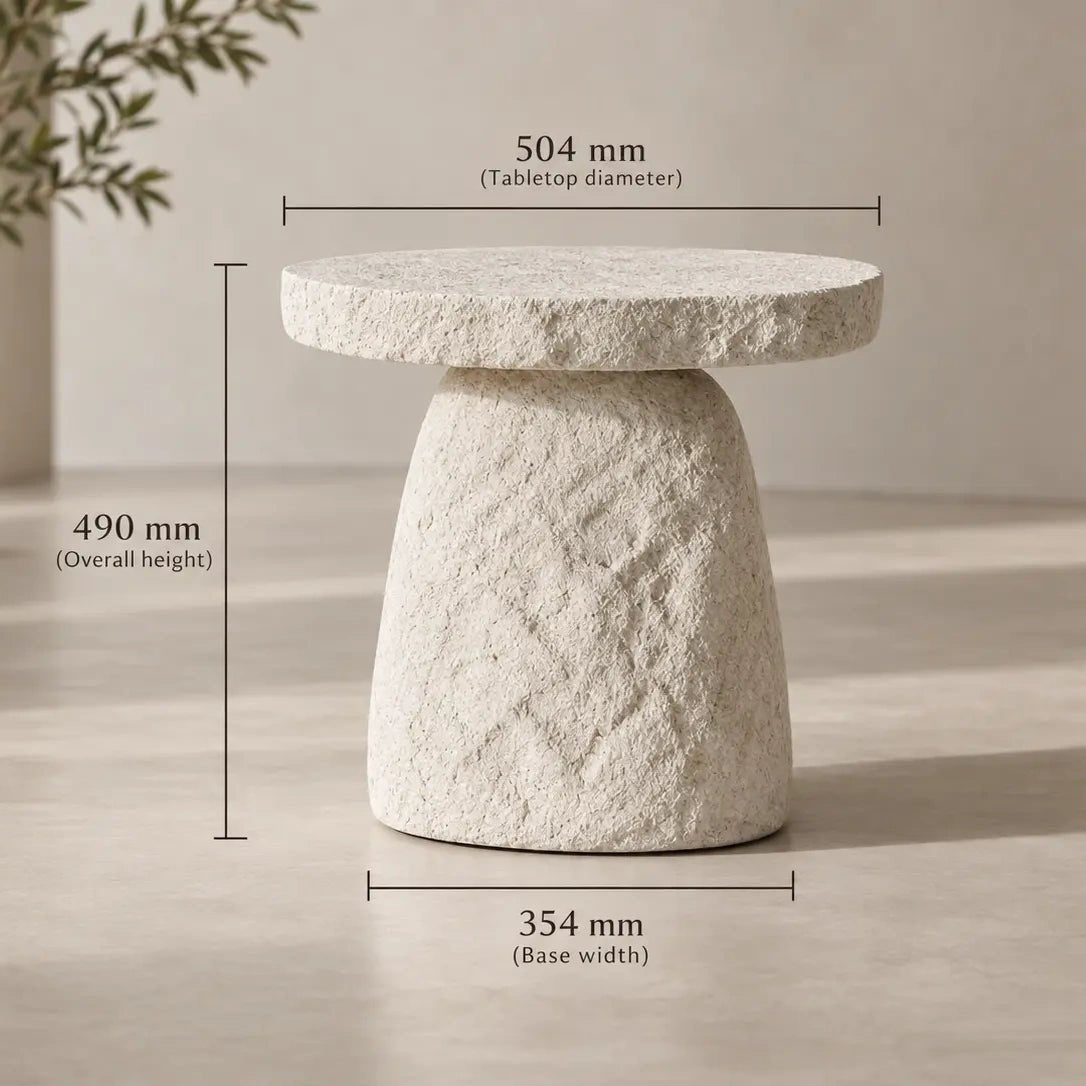 Stone Halo Sculptural Side Table | Handcrafted Stone-Look Accent Table - JART TEAM