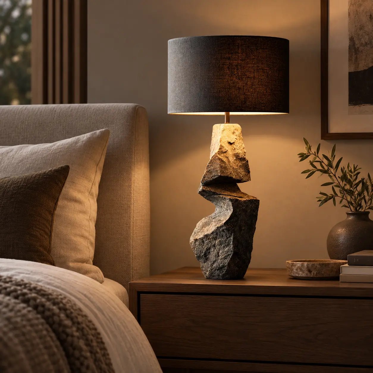 Stone Rift – Sculptural Faux-Stone Table Lamp - JART TEAM