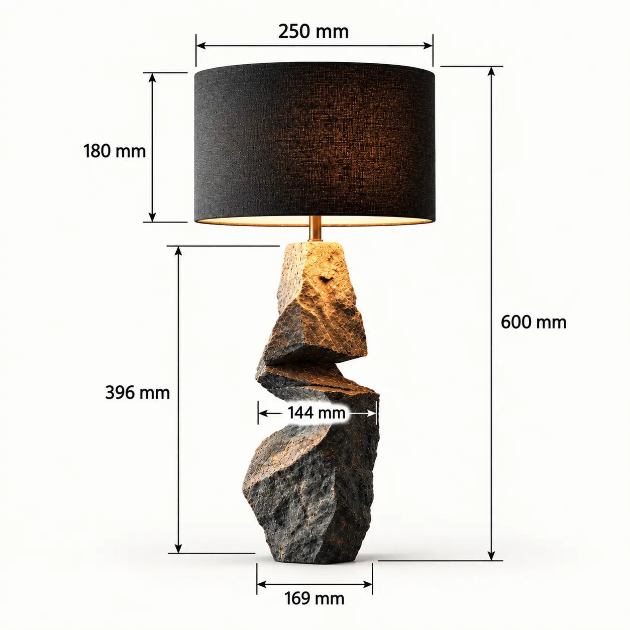 Stone Rift – Sculptural Faux-Stone Table Lamp - JART TEAM