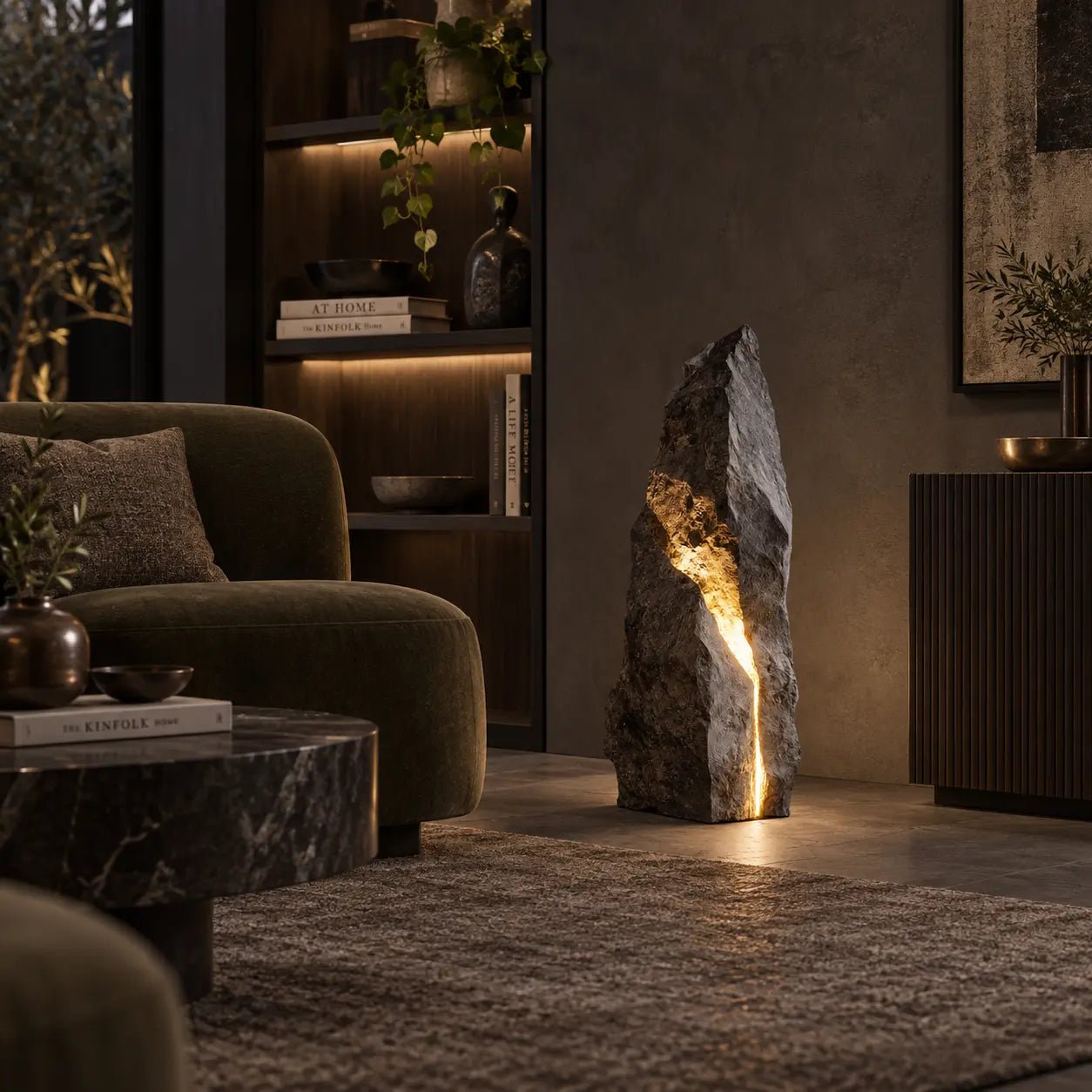 Stone Vein Sculptural Light – Handcrafted Faux Stone Art Lamp - JART TEAM