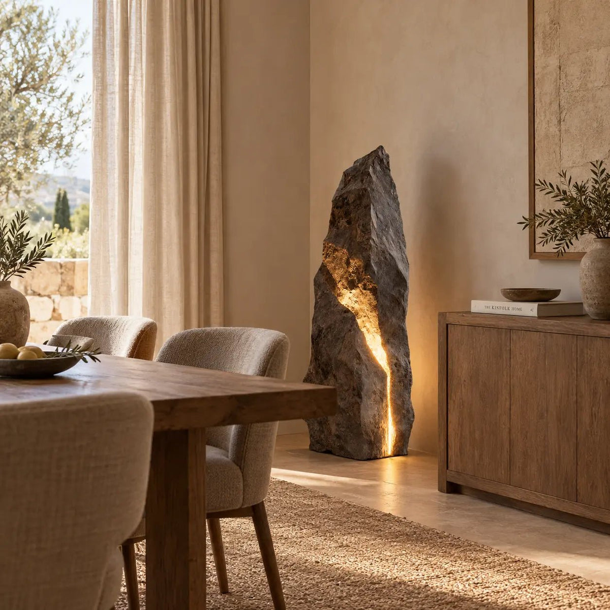 Stone Vein Sculptural Light – Handcrafted Faux Stone Art Lamp - JART TEAM