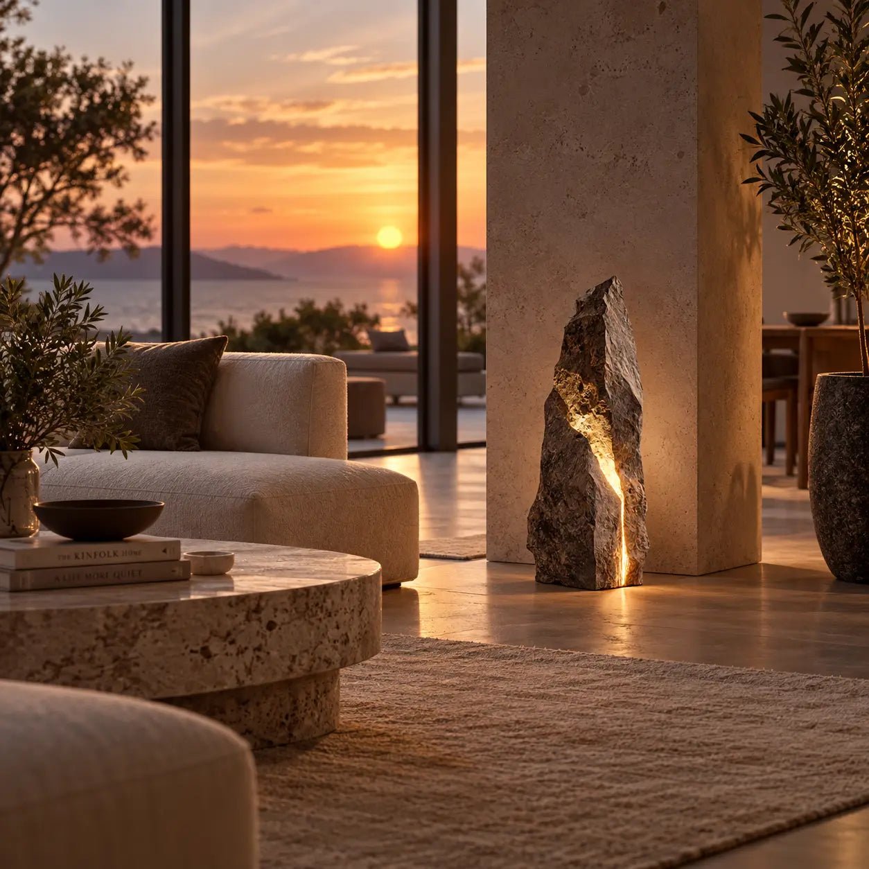 Stone Vein Sculptural Light – Handcrafted Faux Stone Art Lamp - JART TEAM