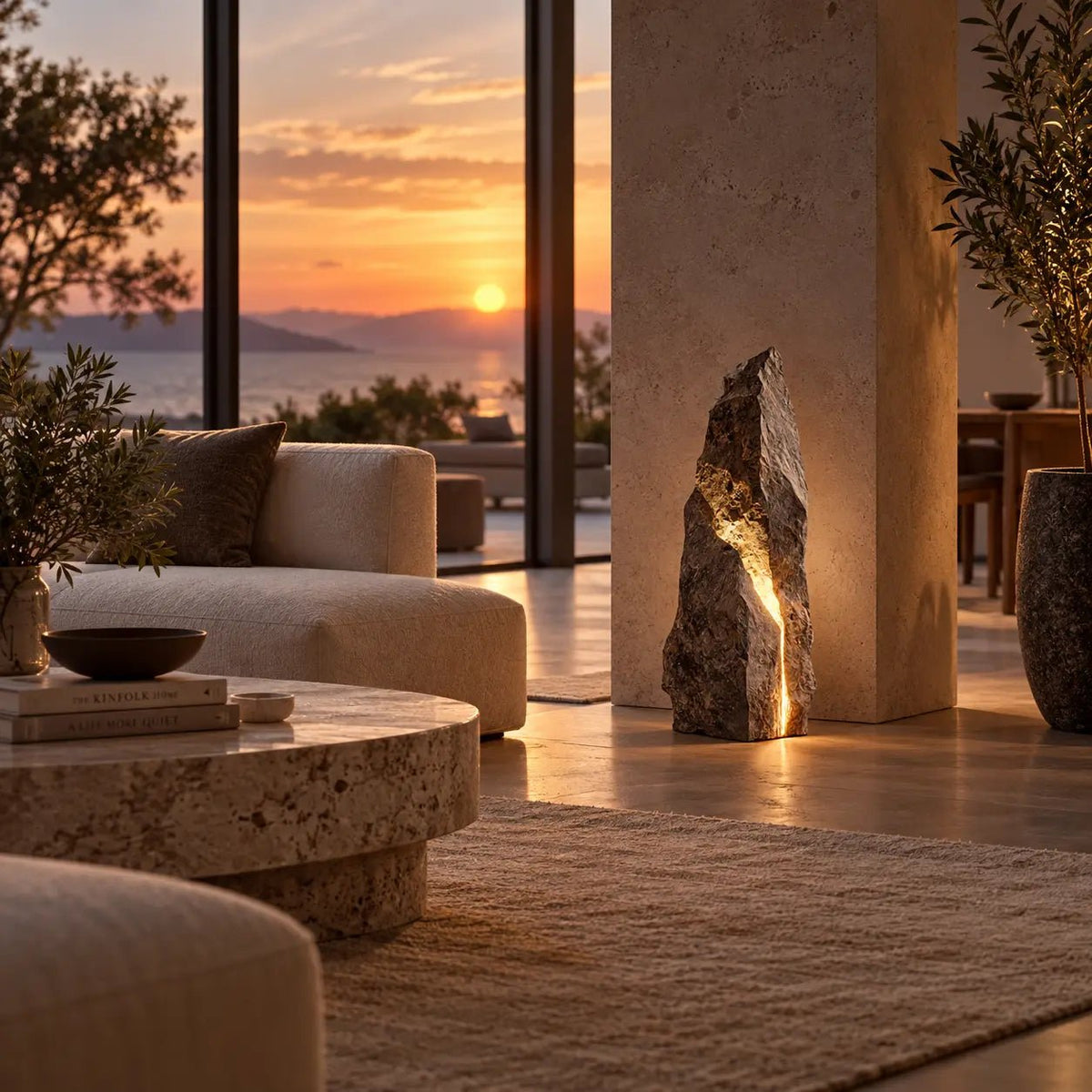 Stone Vein Sculptural Light – Handcrafted Faux Stone Art Lamp - JART TEAM