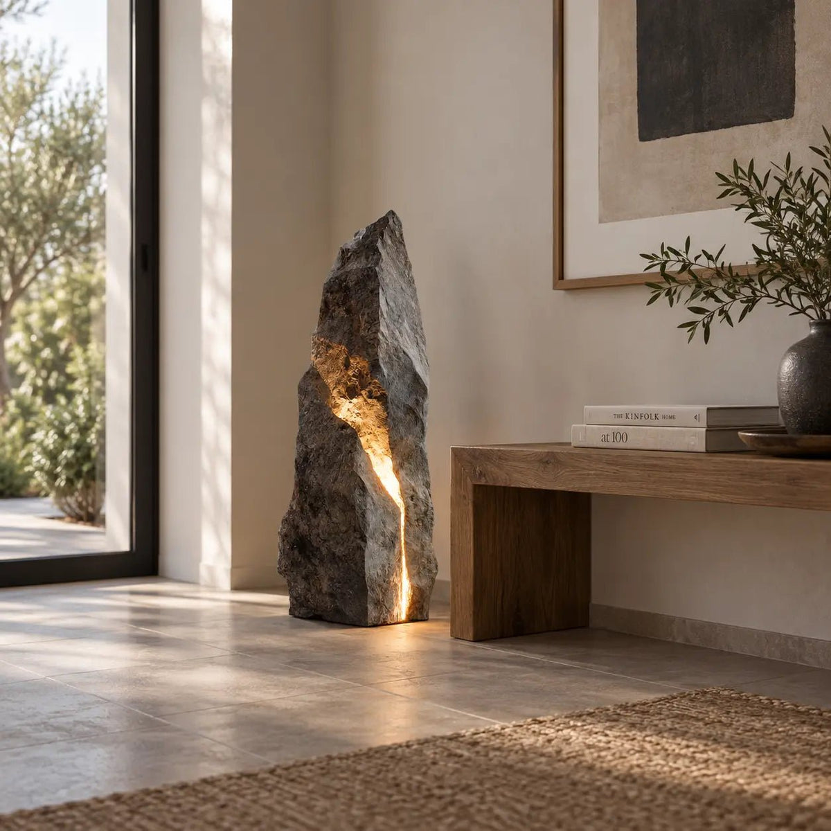 Stone Vein Sculptural Light – Handcrafted Faux Stone Art Lamp - JART TEAM