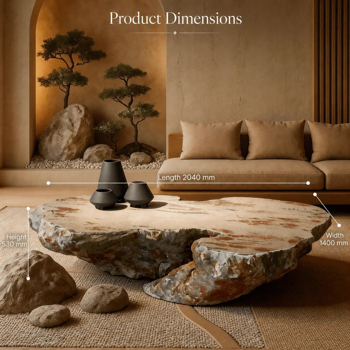 Stratum Coffee Table - Stone Look Artisan Sculptural Side Table - JART TEAM