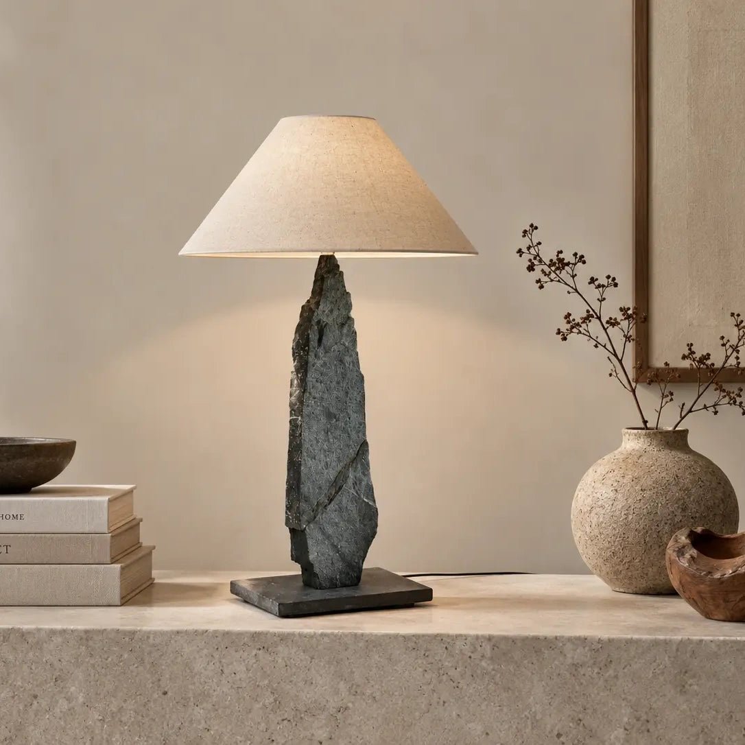 Veiled Crag — Sculptural Stone-Look Table Lamp - JART TEAM